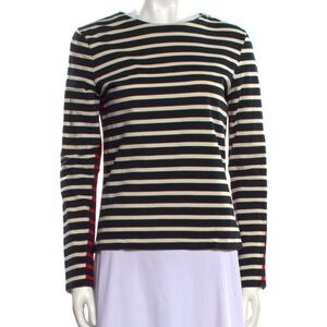 Stella McCartney Black and Cream Striped Long Sleeve Tee Size 44 RUNS SMALL
